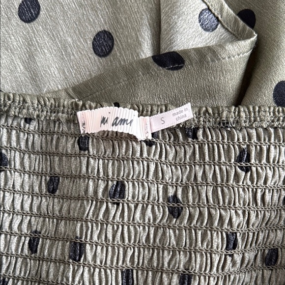 Mi Ami Olive and Black Polkadot Dress Sz SM - Picture 2 of 5